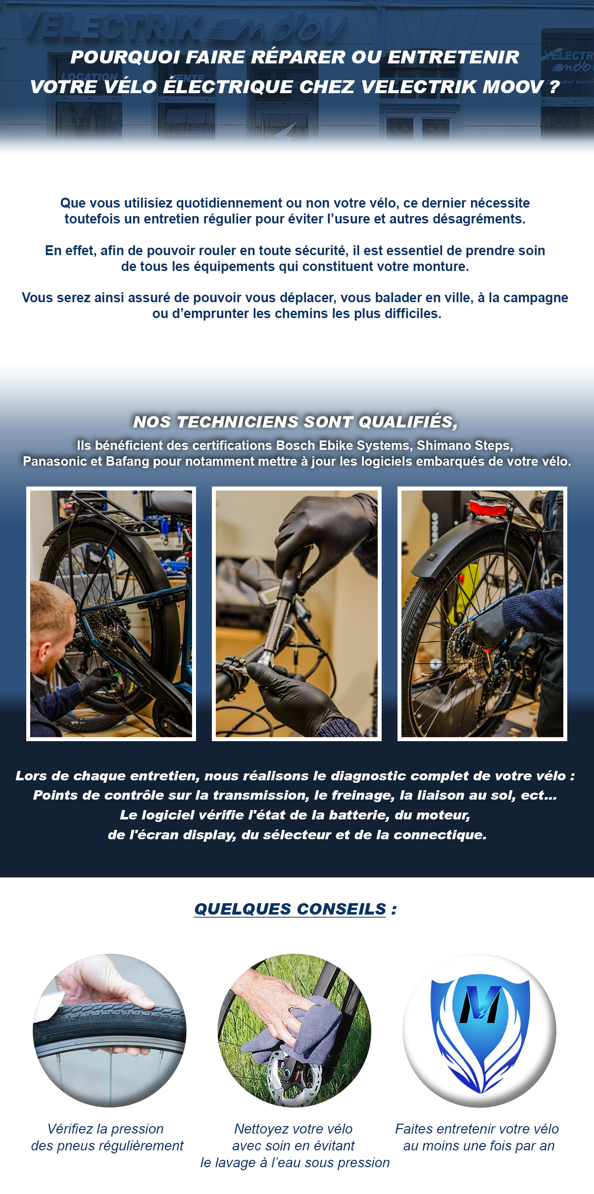 Pour réparer et entrenir votre vélo chez Velectrik Moov ?